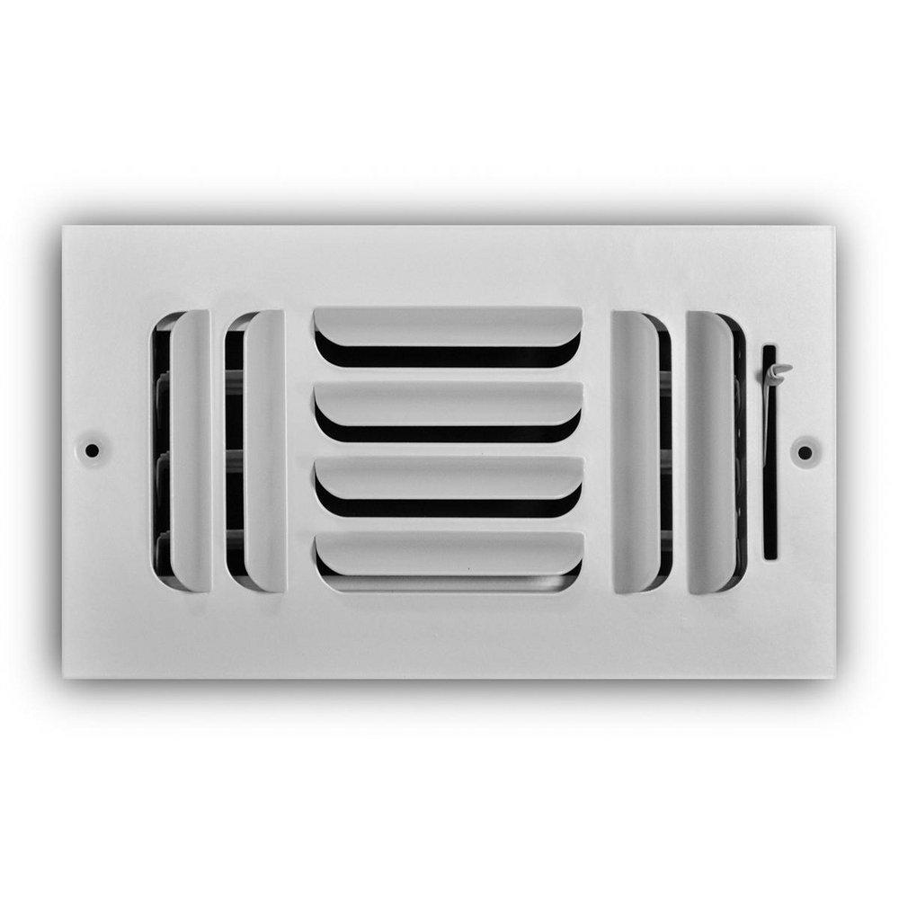 8 x 4 in. 3-Way Stamped Steel Curved Blade Ceiling & Sidewall Register in White image number 0