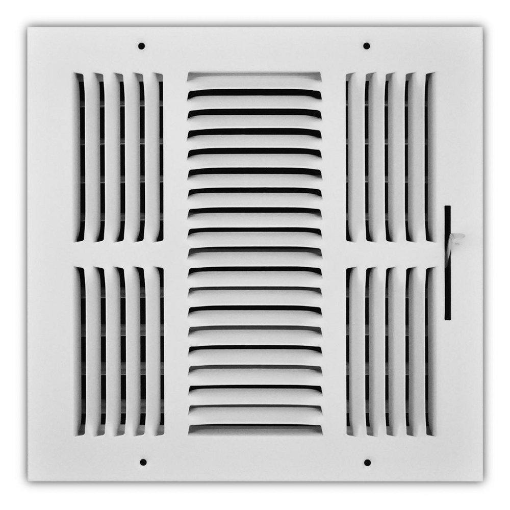 10 x 10 in. 3-Way Stamped Steel Ceiling & Sidewall Register in White image number 0