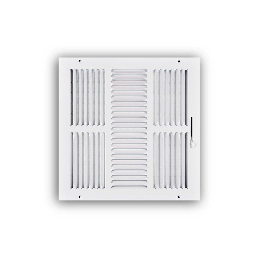 12 x 12 in. 3-Way Stamped Steel Ceiling & Sidewall Register in White image number 0