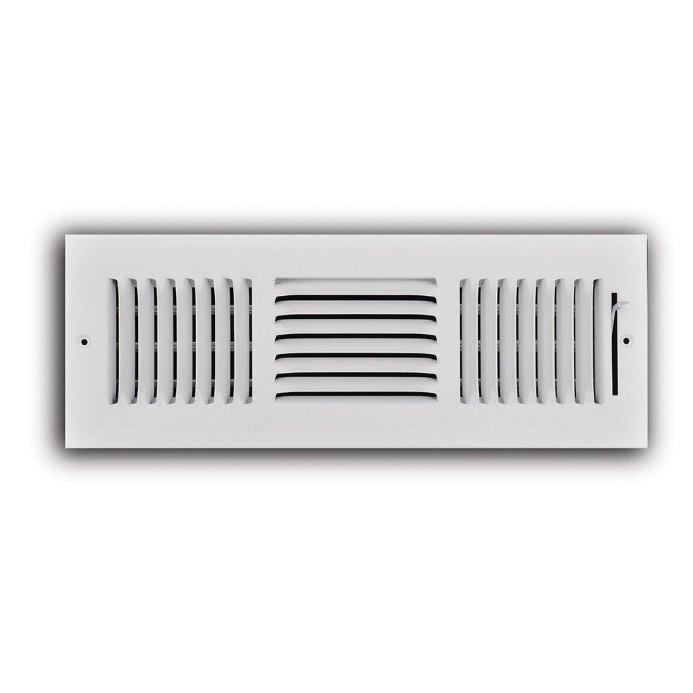 14 x 4 in. 3-Way Stamped Steel Ceiling & Sidewall Register in White image number 0