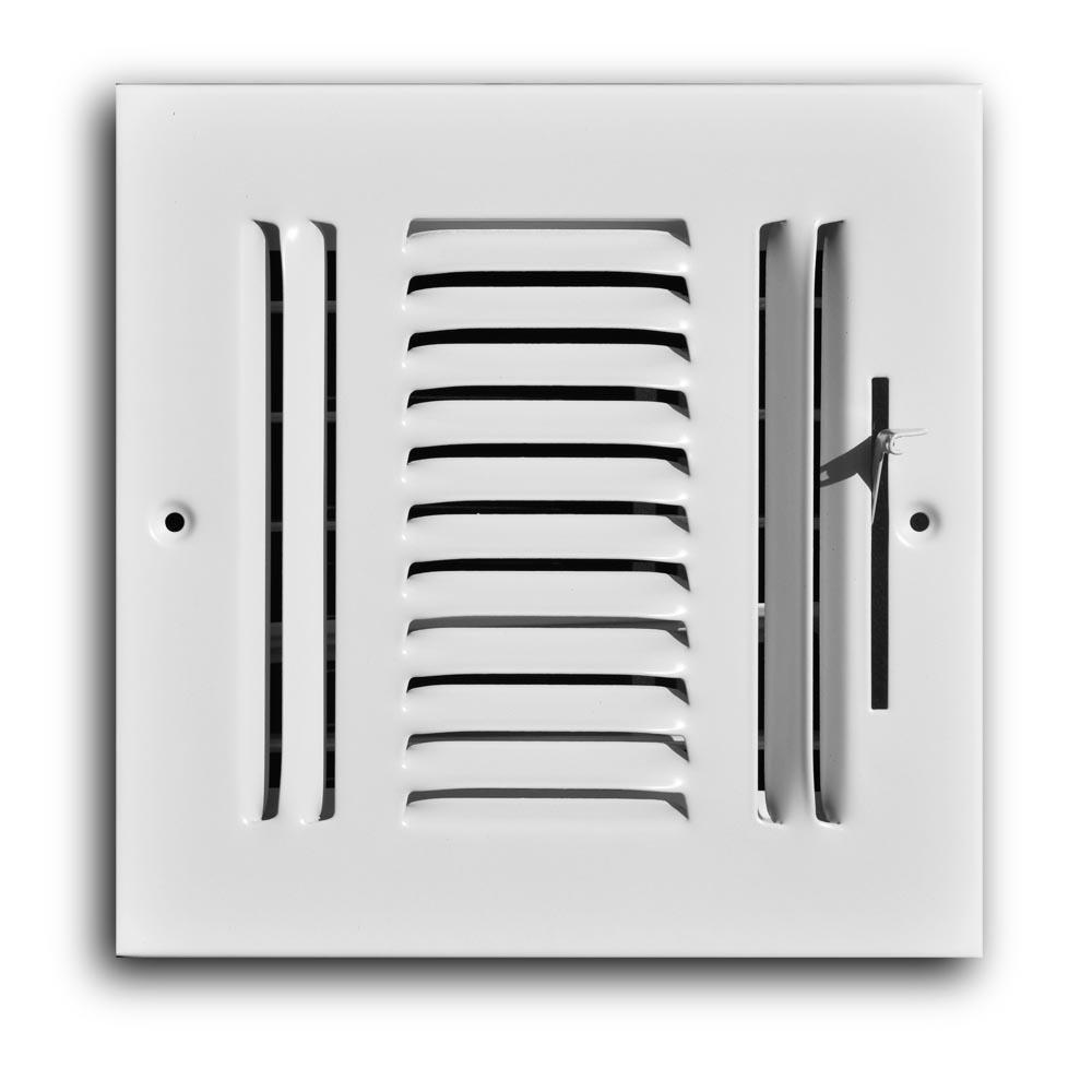 6 x 6 in. 3-Way Stamped Steel Ceiling & Sidewall Register in White image number 0