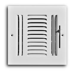 6 x 6 in. 3-Way Stamped Steel Ceiling & Sidewall Register in White