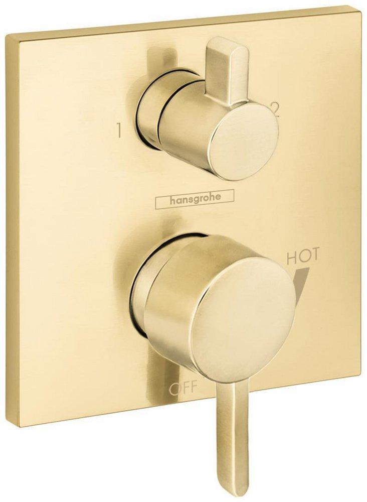 ECOSTAT PRESSURE BALANCE TRIM SQUARE WITH DIVERTER IN BRUSHED GOLD OPTIC 