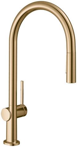 Single Handle Pull Down Kitchen Faucet in Brushed Bronze