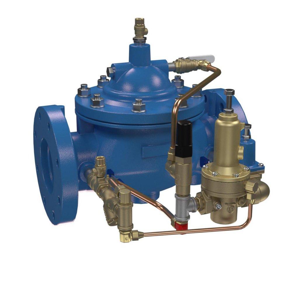 6 IN CLASS 150 FLANGE PRESSURE REDUCING VALVE FULL PORT CLASSIC ARMORTEK EPOXY COATING Y-STRAINER ISOLATION COCKS INLET/OUTLET GAUGE PORTS BUNA 20-175PSIPI 