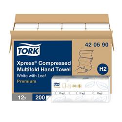 Premium H2 Compressed Multifold Hand Towel in White, 200 Sheets (Case of 12)