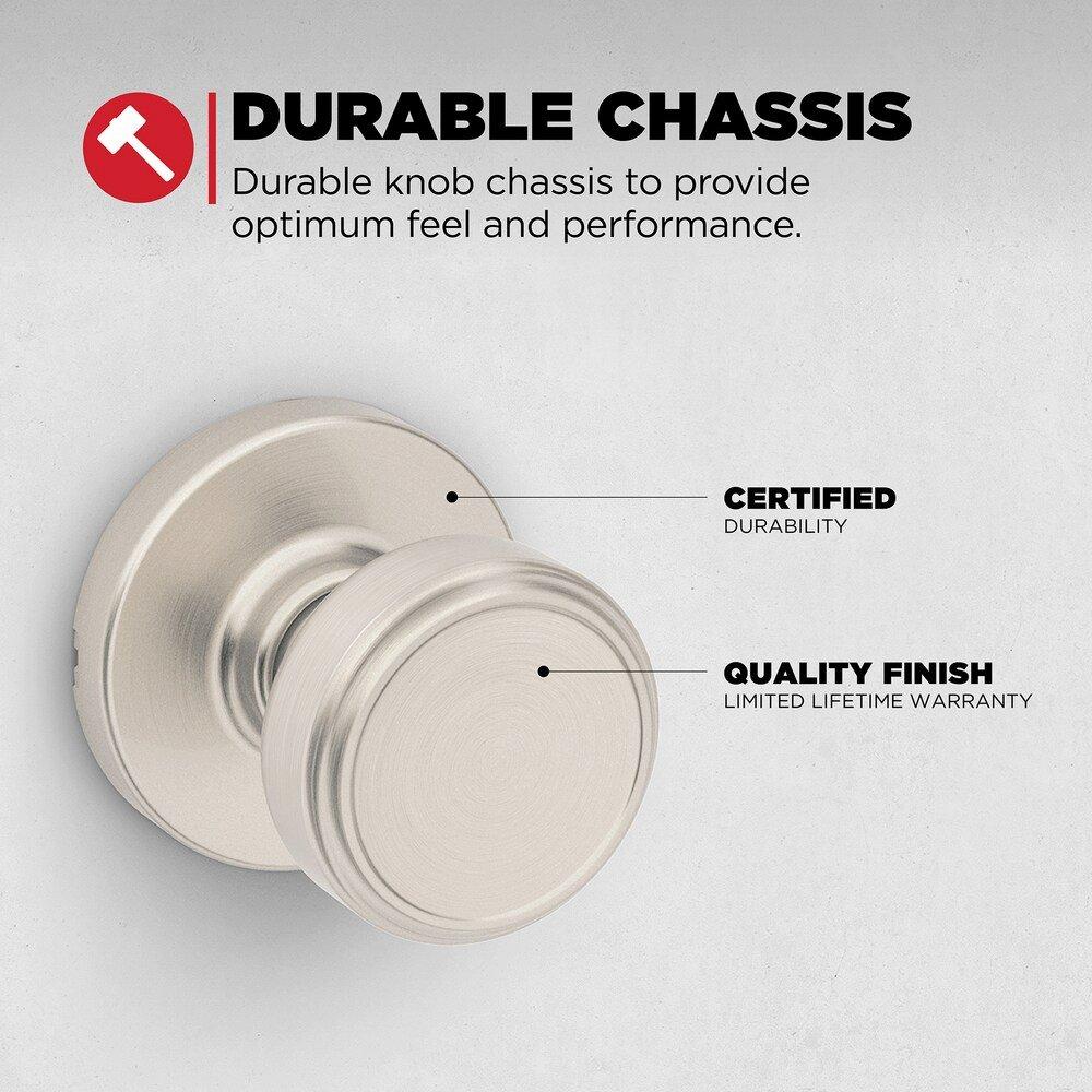 Square Hall/Closet Door Knob with Round Rose in Satin Nickel 