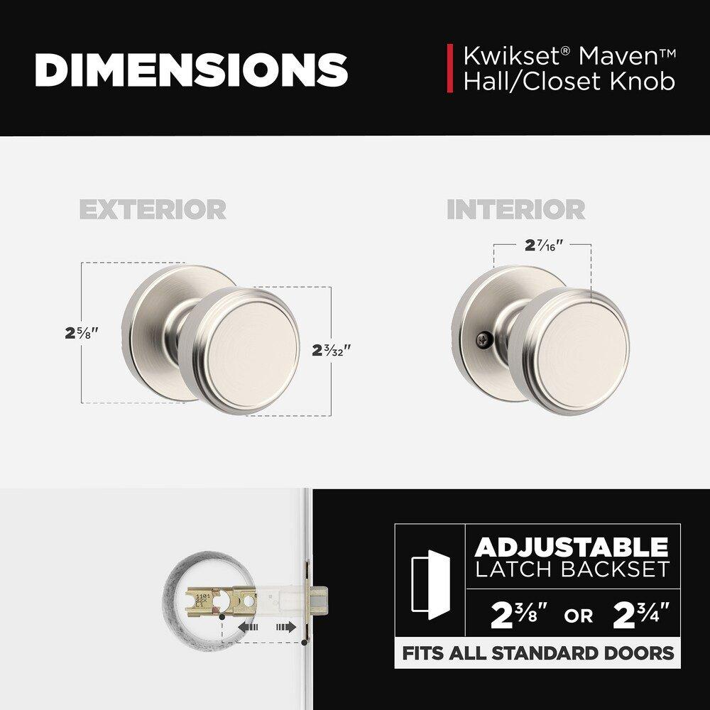Square Hall/Closet Door Knob with Round Rose in Satin Nickel 