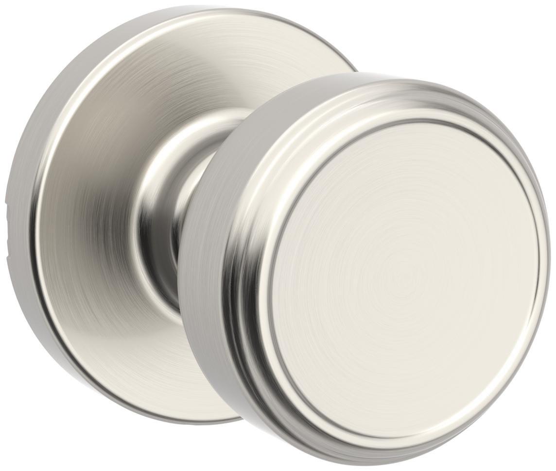 Square Hall/Closet Door Knob with Round Rose in Satin Nickel 