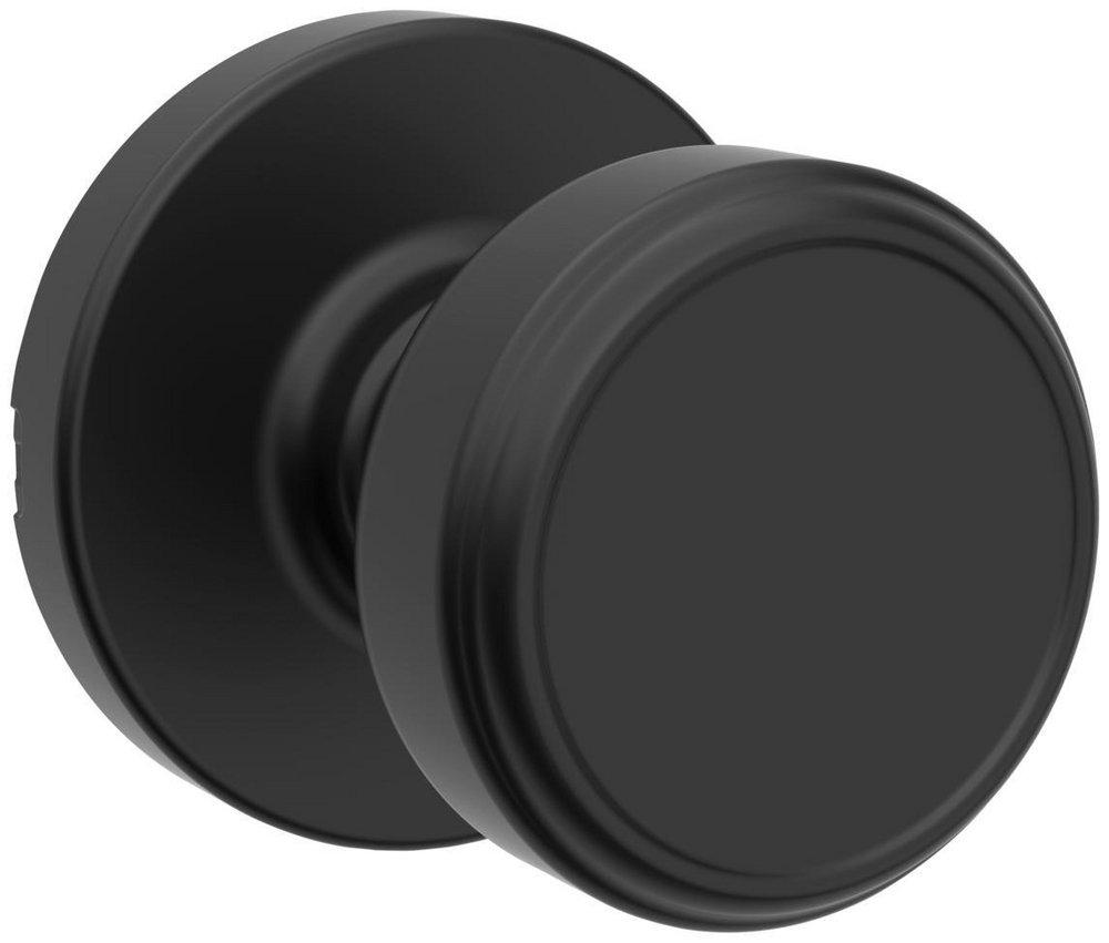 Square Hall/Closet Door Knob with Round Rose in Matte Black 
