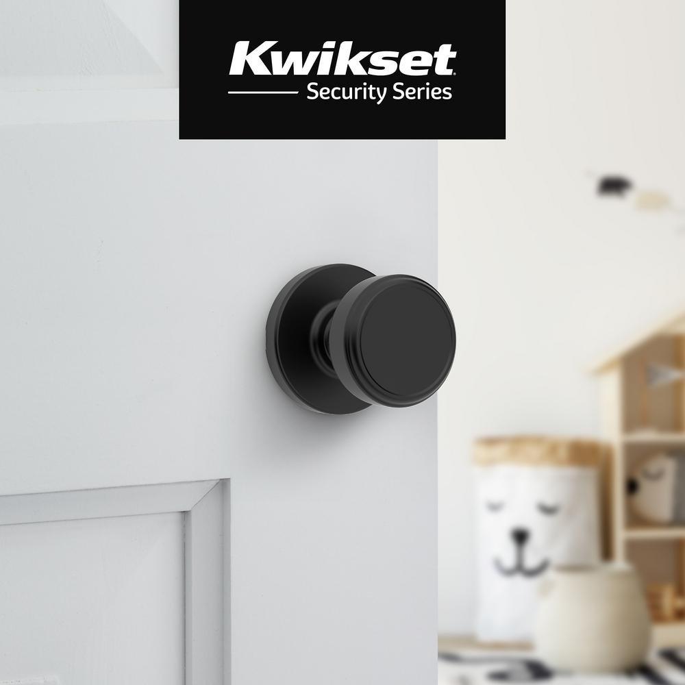 Square Hall/Closet Door Knob with Round Rose in Matte Black 