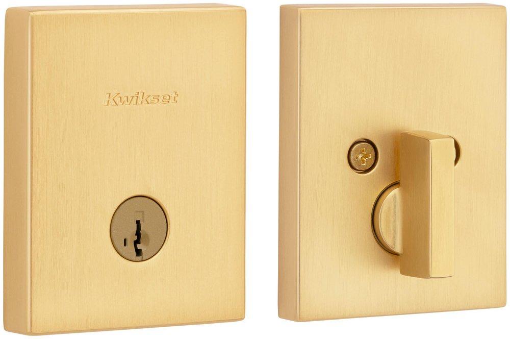 Smartkey Rectangle Deadbolt in Satin Brass 