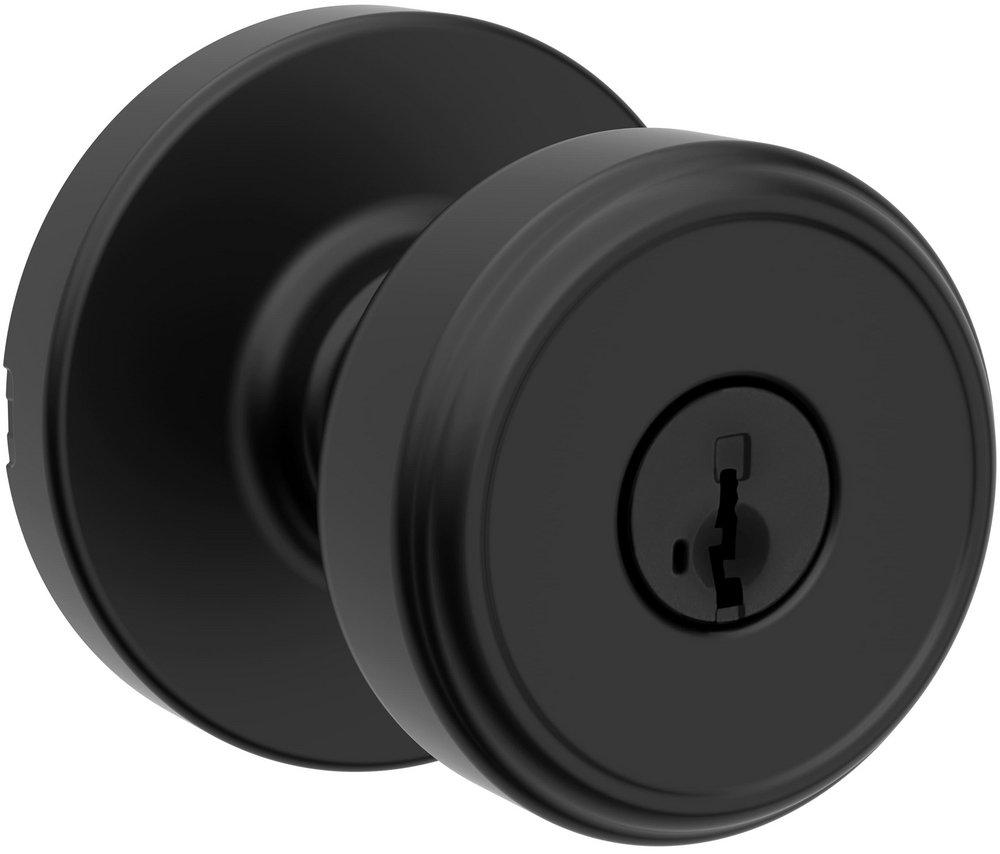 Round Keyed Entry Knob with Smartkey Technology in Matte Black 