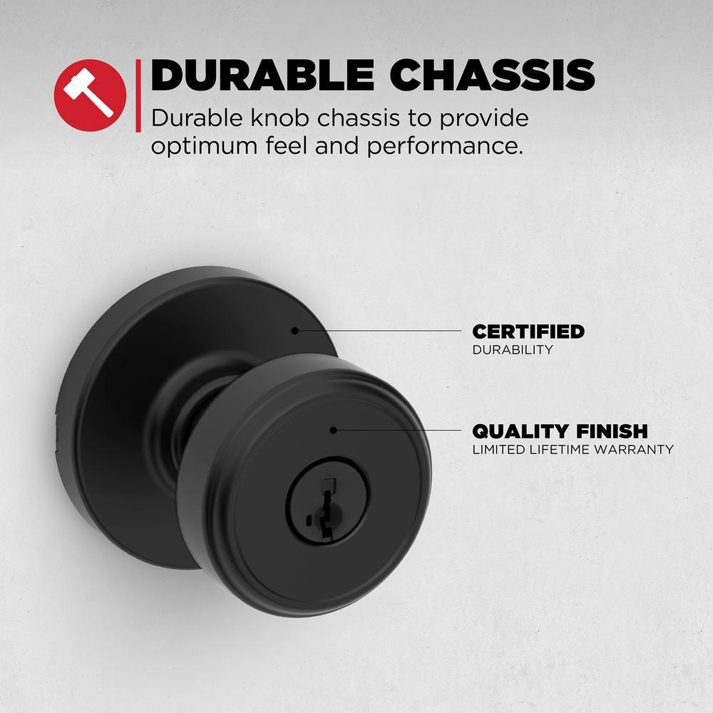 Round Keyed Entry Knob with Smartkey Technology in Matte Black 