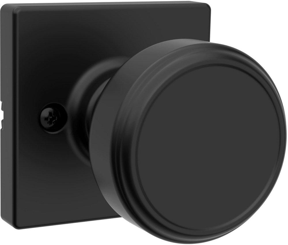 Half Dummy Round Door Knob with Square Rose in Matte Black 