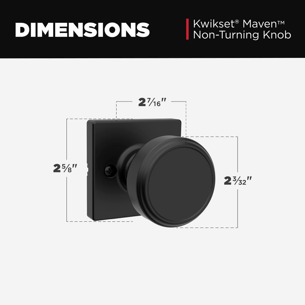 Half Dummy Round Door Knob with Square Rose in Matte Black 