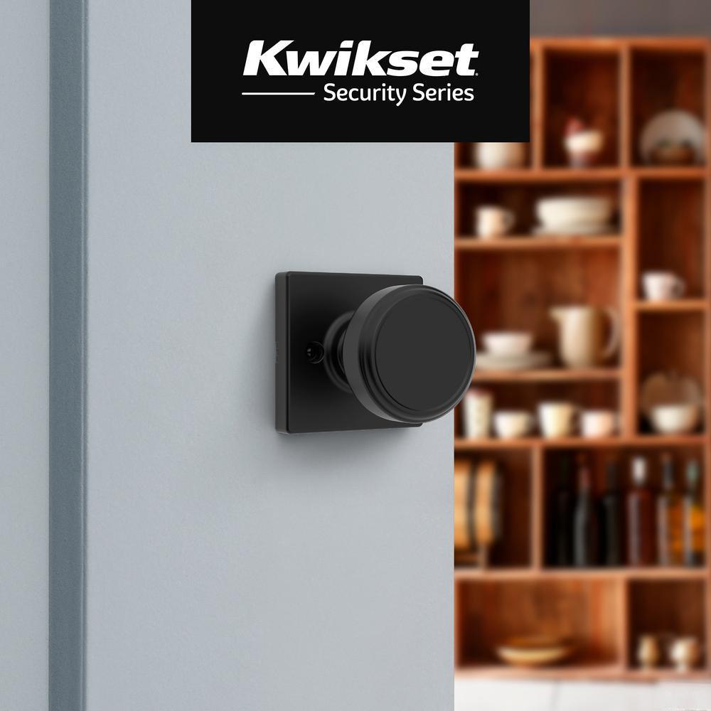 Half Dummy Round Door Knob with Square Rose in Matte Black 