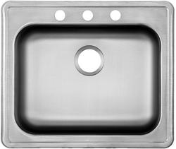 25 x 21 in. 3 Hole Stainless Steel Single Bowl Drop-in Kitchen Sink