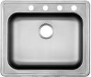 25 x 21 in. 4 Hole Stainless Steel Single Bowl Drop-in Kitchen Sink