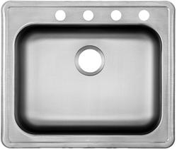 25 x 21 in. 4 Hole Stainless Steel Single Bowl Drop-in Kitchen Sink