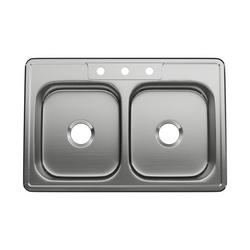 33 x 22 in. 3 Hole Stainless Steel Double Bowl Drop-in Kitchen Sink
