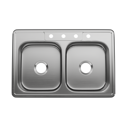 33 x 22 in. 4 Hole Stainless Steel Double Bowl Drop-in Kitchen Sink