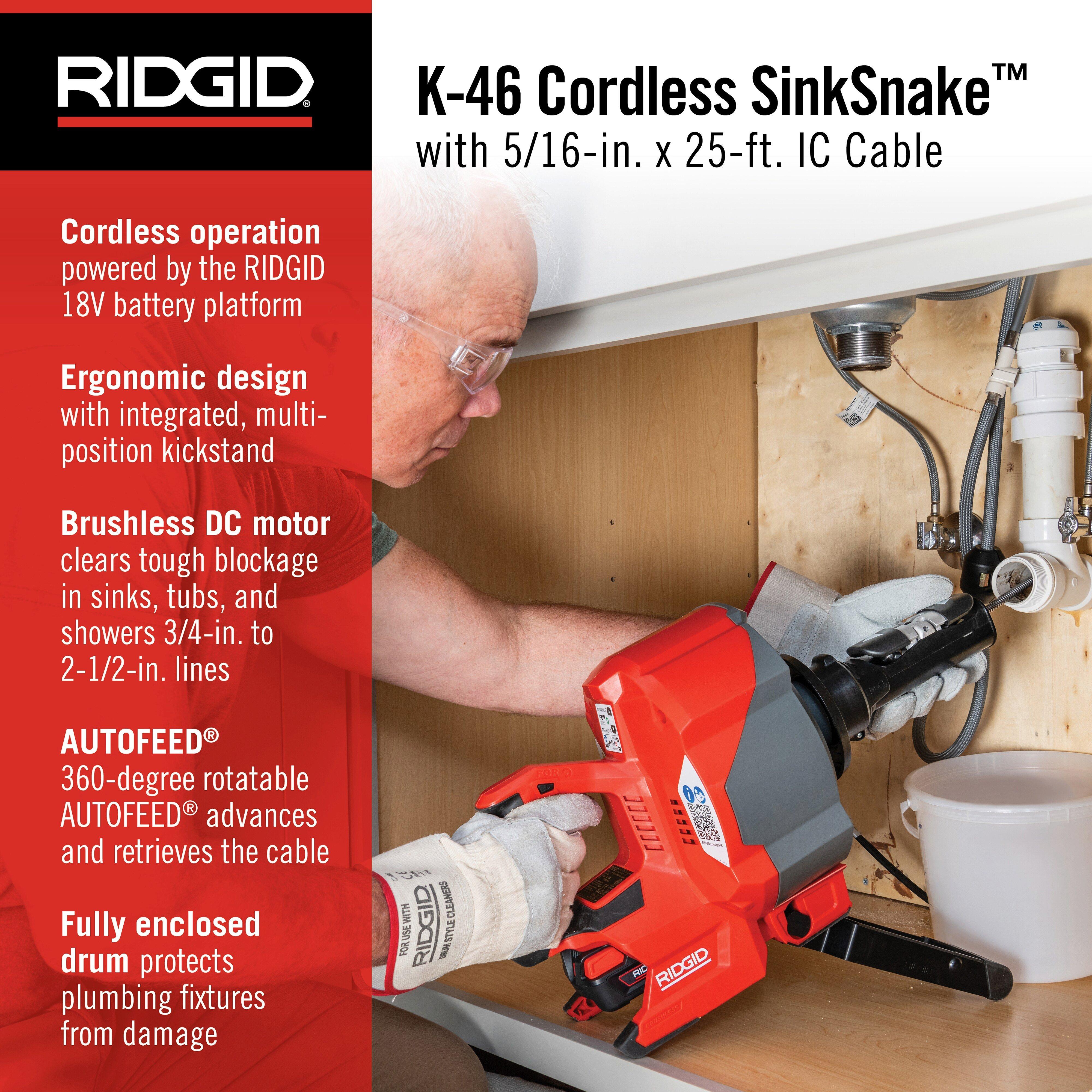 Cordless SinkSnake with 5/16 in. x 25 ft. IC Cable, 18V 2.5Ah Battery & Charger 