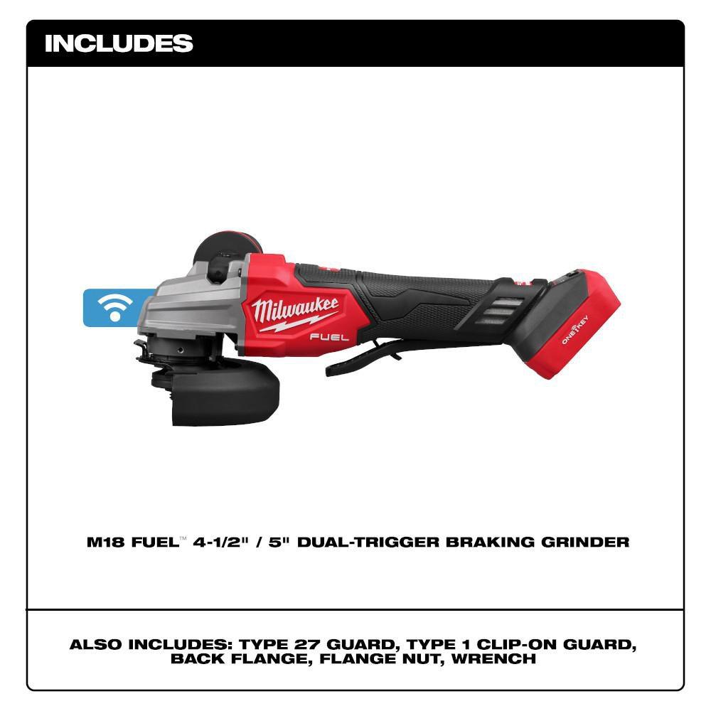 M18 FUEL 4-1/2-5 DUAL-TRIGGER BRAKING GRINDER TOOL ONLY 