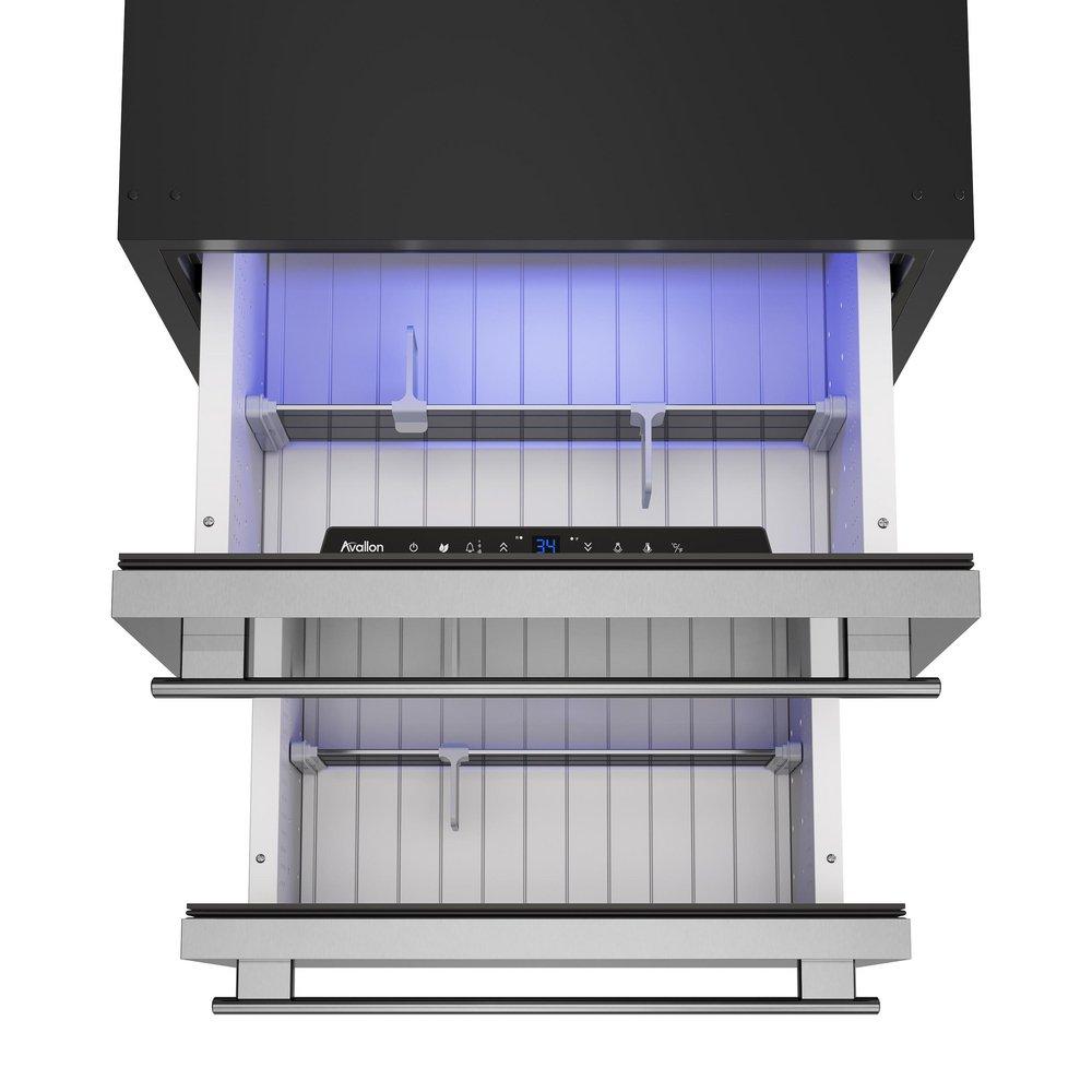 CCY AVALLON 5.3 CU FT 24 UNDERCOUNTER STAINLESS STEEL DUAL DRAWER REFRIGERATOR 