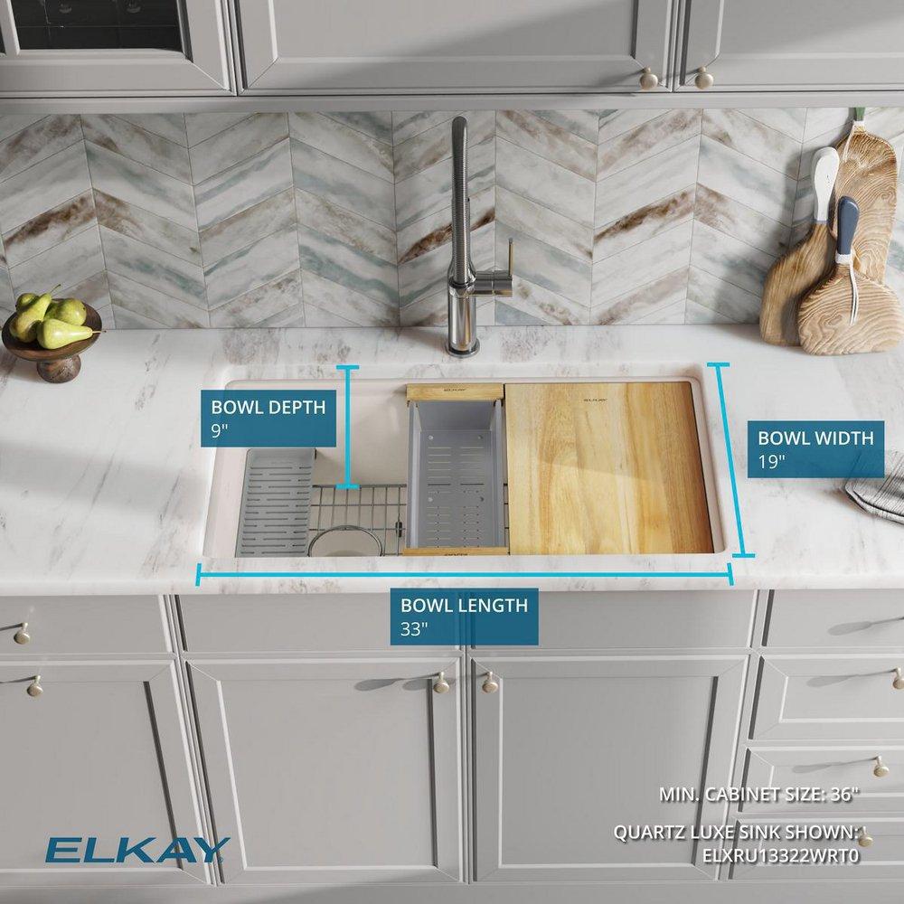 33 x 19 in. Undermount Single Bowl Workstation Kitchen Sink Kit in Ricotta 