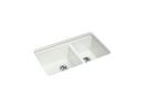 33" Undermount Cast Iron Double Bowl Workstation Kitchen Sink in Sea Salt 