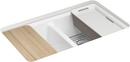 33 in. Undermount Cast Iron Double Bowl Workstation Kitchen Sink in White