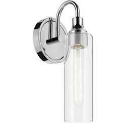 1?Light Wall Sconce with Clear Glass Cylinder in Chrome