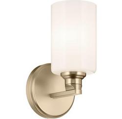 1?Light Wall Sconce with Opal Glass in Champagne Bronze