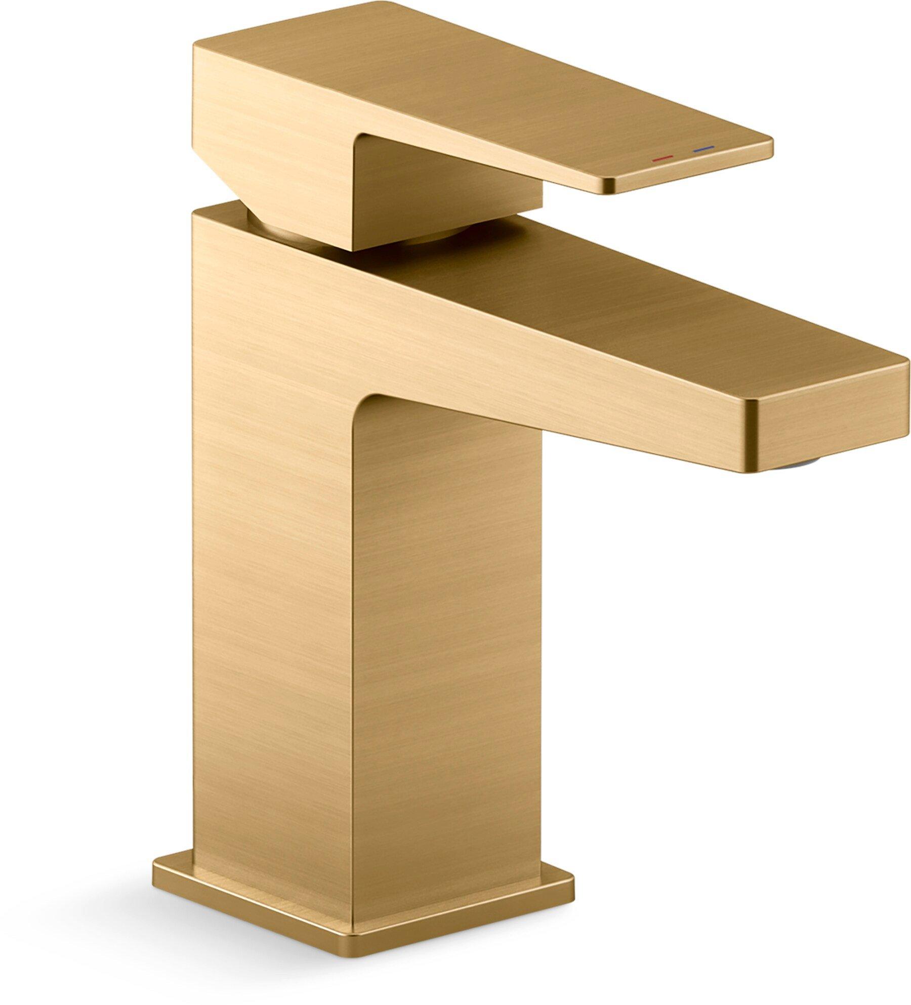 KOHLER Vibrant Brushed Moderne Brass Single Handle Monoblock Bathroom Sink Faucet 