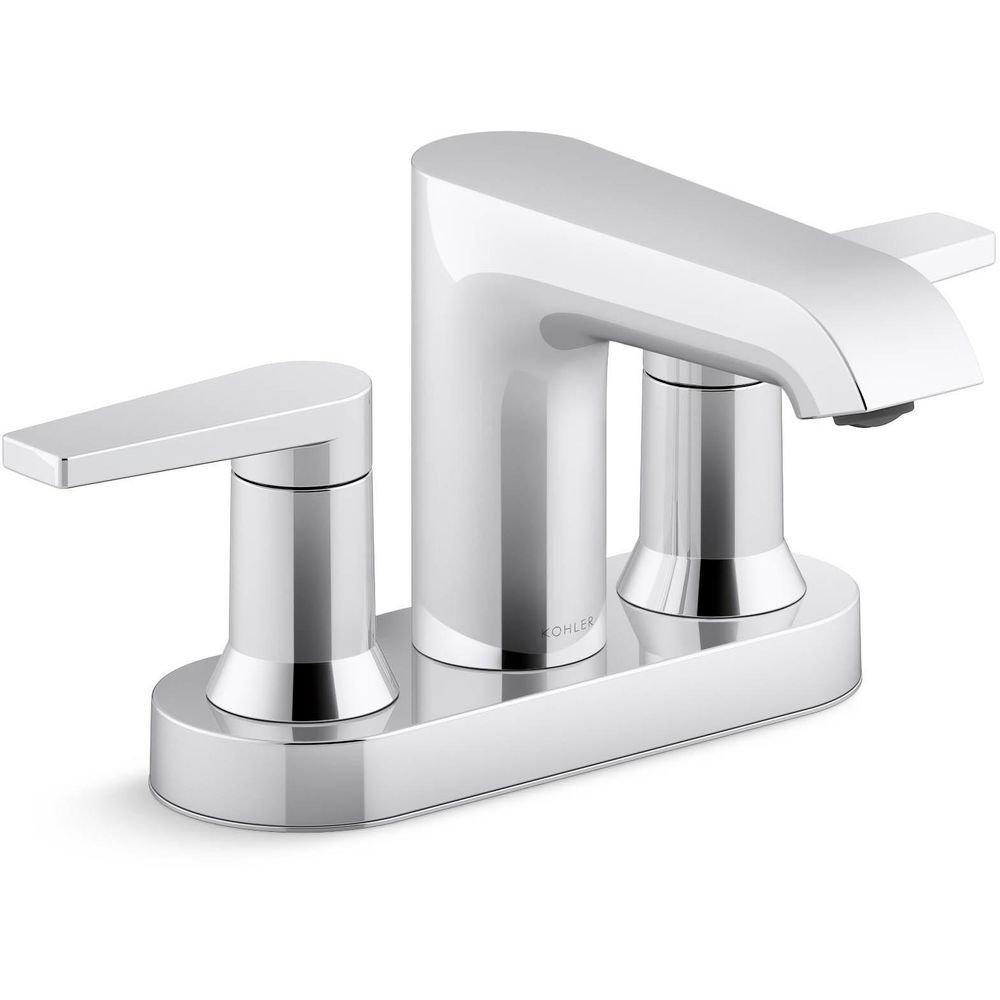 KOHLER Polished Chrome Two Handle Centerset Bathroom Sink Faucet 