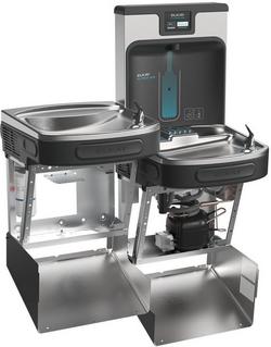 Filtered Refrigerated Enhanced Bottle Filling Station with Bi-Level Water Cooler in Midnight Black (Lead Reduction Drop Down Wrapper)