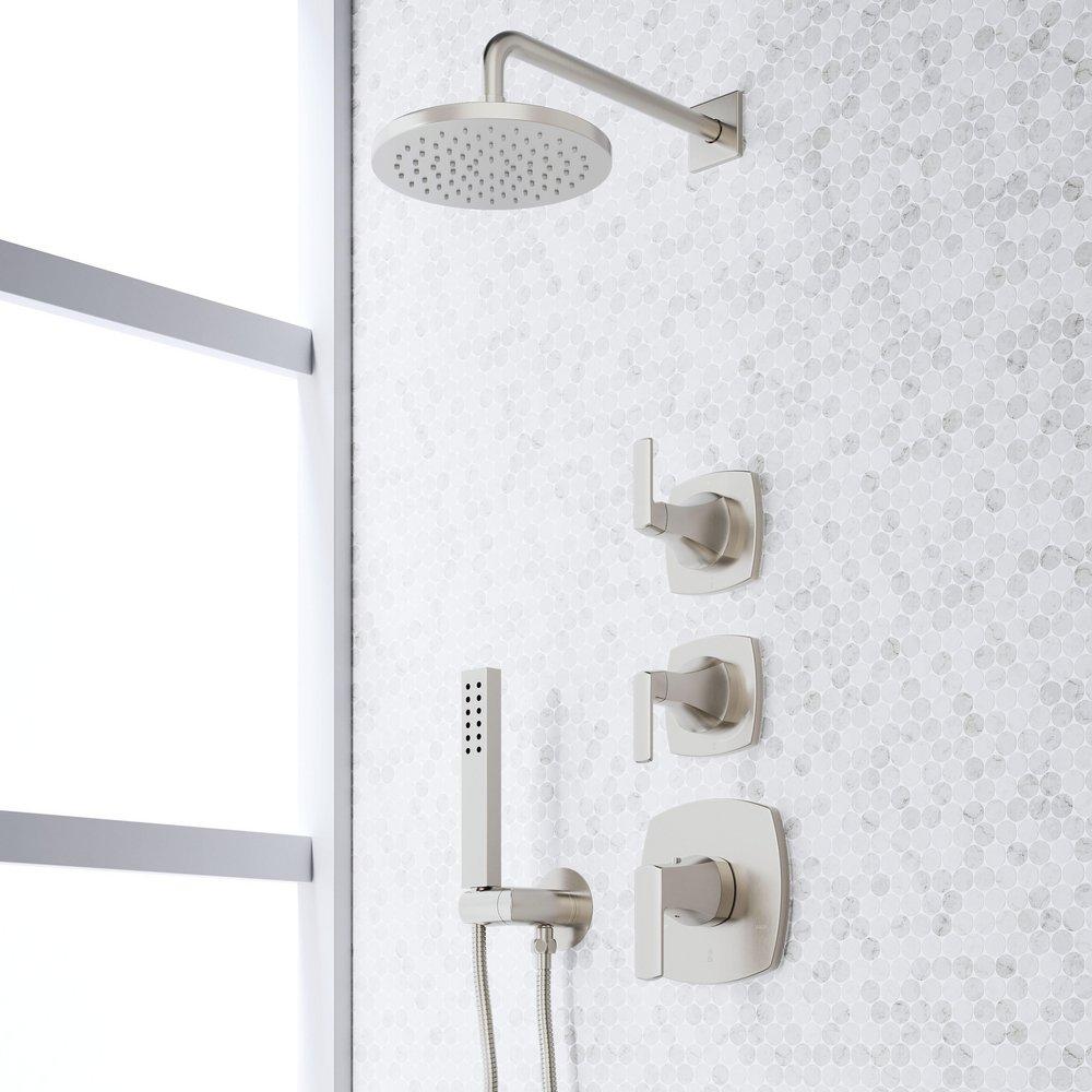 SEFINA THERMOSTATIC SHOWER SYSTEM WITH HAND SHOWER - BRUSHED NICKEL 
