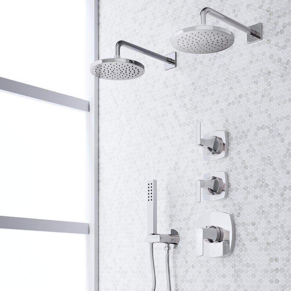 SEFINA THERMOSTATIC SHOWER SYSTEM WITH DUAL SHOWERHEADS AND HAND SHOWER - CHROME 