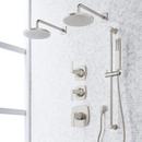 Thermostatic Shower System with Dual Showerheads, Slide Bar and Hand Shower in Brushed Nickel