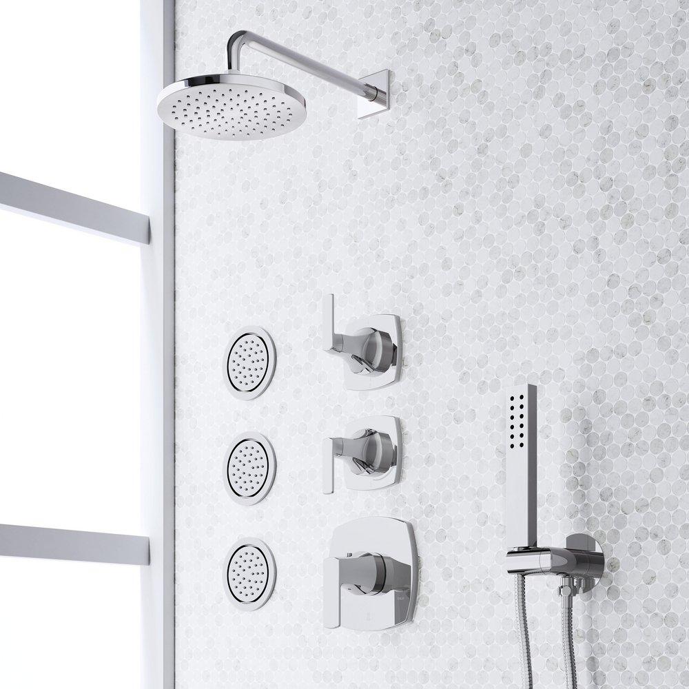 SEFINA THERMOSTATIC SHOWER SYSTEM WITH 3 BODY SPRAYS AND HAND SHOWER - CHROME 
