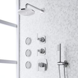 Thermostatic Shower System with 3 Body Sprays and Hand Shower in Chrome