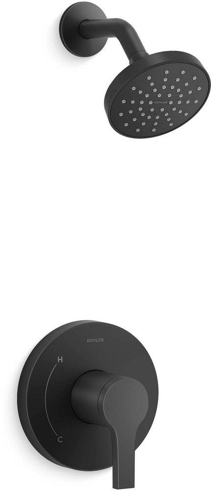 One Handle Single Function Shower Faucet in Matte Black (Trim Only) 