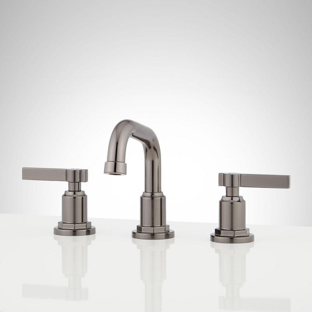 Signature Hardware Gunmetal Two Handle Widespread Bathroom Sink Faucet 
