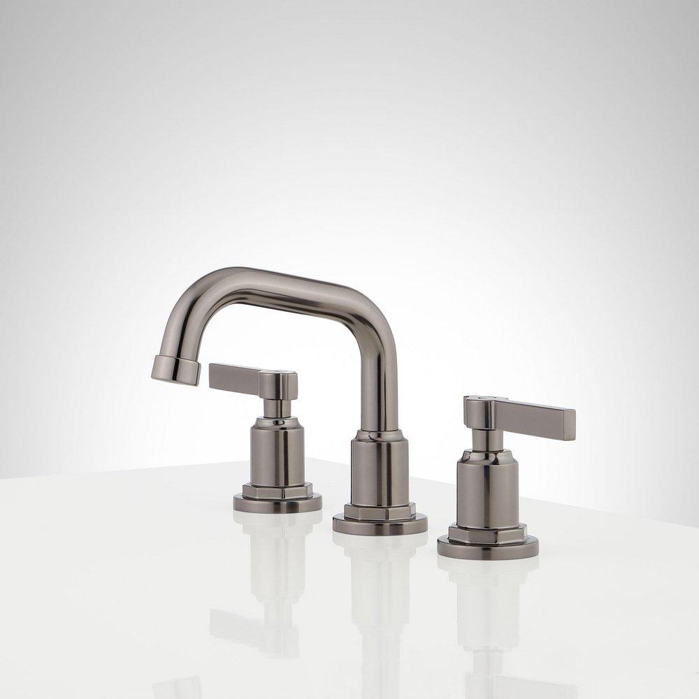 Signature Hardware Gunmetal Two Handle Widespread Bathroom Sink Faucet 