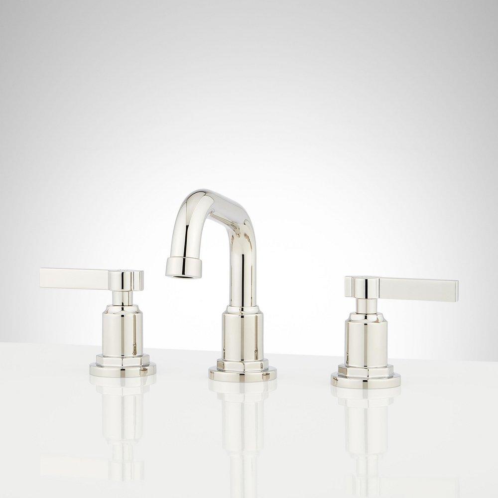 Signature Hardware Polished Nickel Two Handle Widespread Bathroom Sink Faucet 