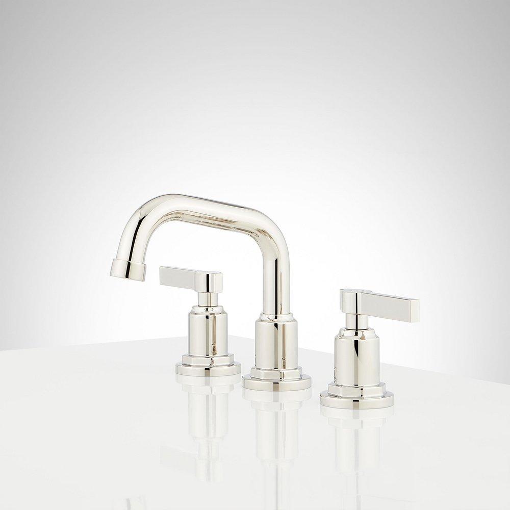 Signature Hardware Polished Nickel Two Handle Widespread Bathroom Sink Faucet 