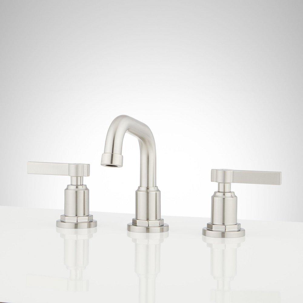 Signature Hardware Brushed Nickel Two Handle Widespread Bathroom Sink Faucet 