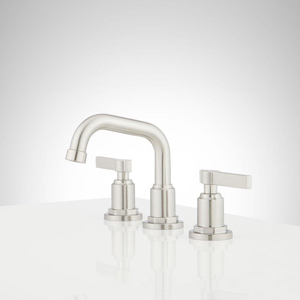 Signature Hardware Brushed Nickel Two Handle Widespread Bathroom Sink Faucet 