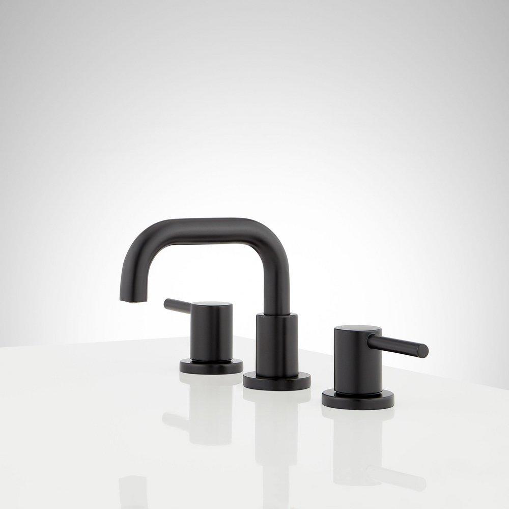 Signature Hardware Matte Black Two Handle Widespread Bathroom Sink Faucet 